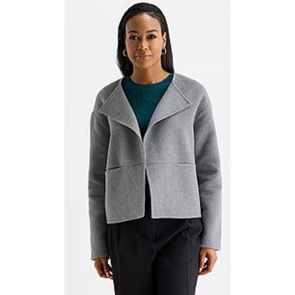 Liz Claiborne Womens Midweight Cropped Jacket‎ Smoke Hthr Gray Wool Blend XL